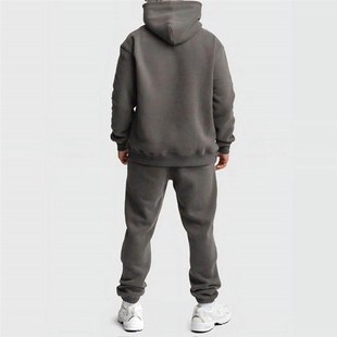 秋冬纯色潮d流休闲套装男加绒加厚连帽卫衣长裤潮牌套装