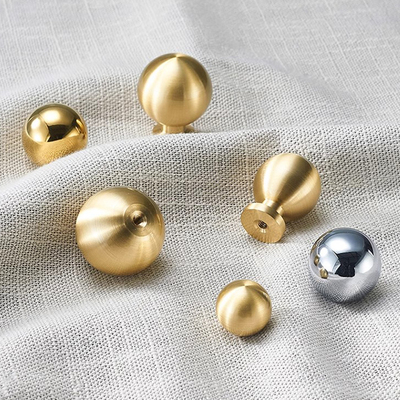 黄铜拉手大全金色衣柜门抽屉橱柜法式单孔圆形圆球水晶高级感把手
