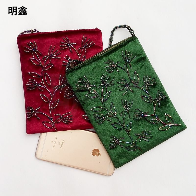 绣花拉链青年文艺复古森系欧美手机袋斜挎竖款休闲女士包袋