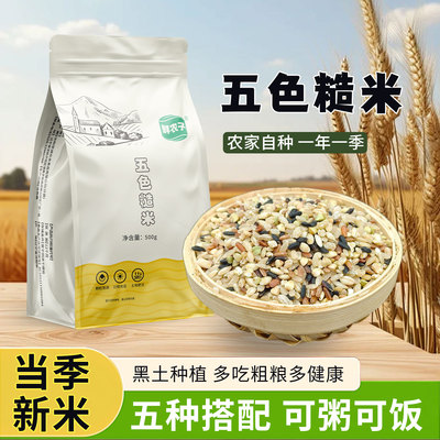 东北粗粮五色糙米2.5kg东北杂粮糙米饭黑米红米燕麦均衡搭配5斤