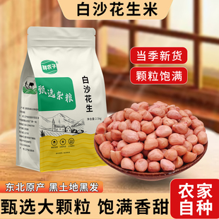 东北白沙花生米25年农家新货不带壳大颗粒新鲜粉皮花生仁袋装