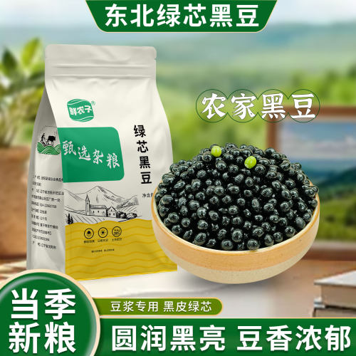 东北绿心青仁黑豆绿芯黑豆打豆浆专用五谷杂粮孕妇黑皮农家试吃
