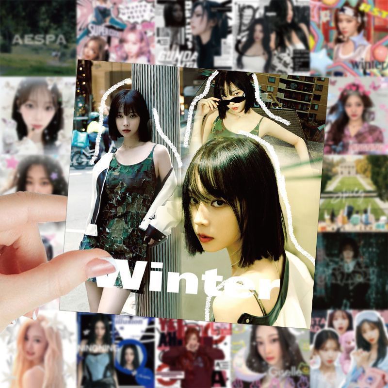 124张Kpop女团aespa贴纸金玟庭柳智敏混合型周边手机壳装饰小贴画