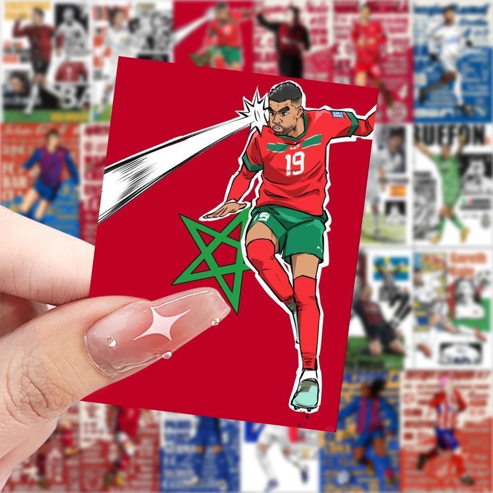 126张足球球星手绘插画明星球员高颜值创意手机桌面行李箱贴纸