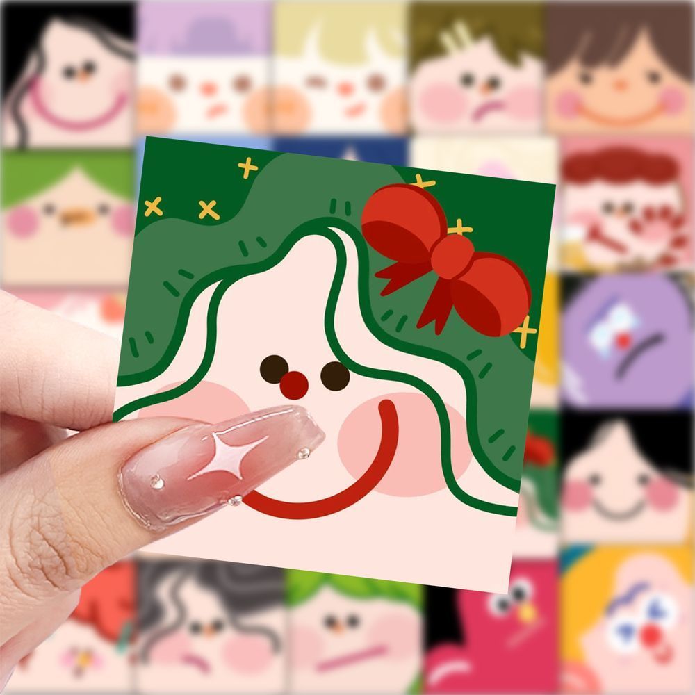 175张可爱多巴胺方块贴纸头像ins清新简笔画贴纸彩绘涂鸦装饰贴画