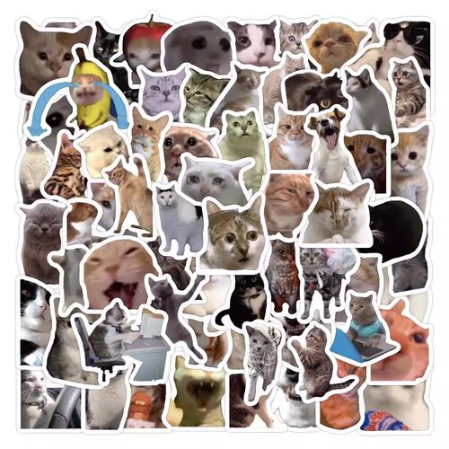 700张猫meme贴纸网络抽象搞怪表情包梗图手机电脑水杯防水diy装饰