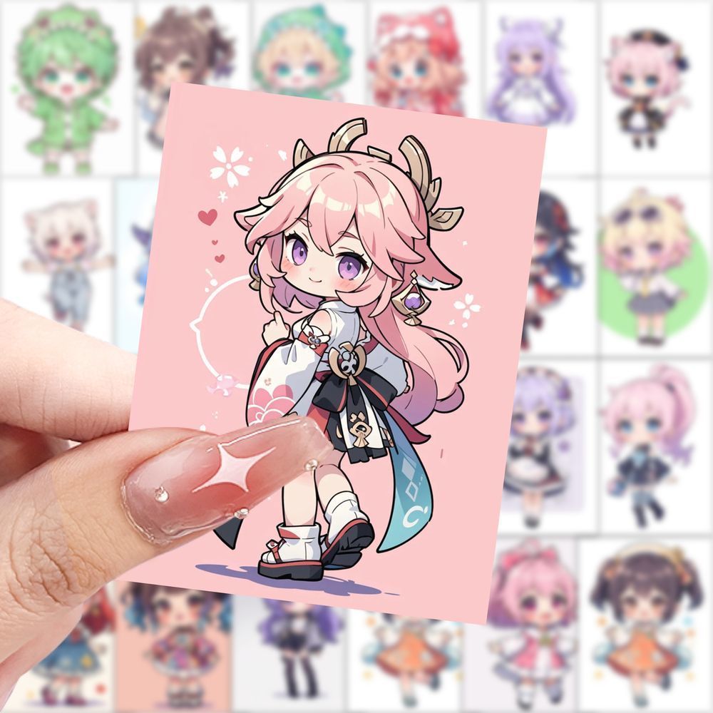 卡通二次元少女贴纸爆款可爱手账diy防水标签装饰桌面手机贴画纸