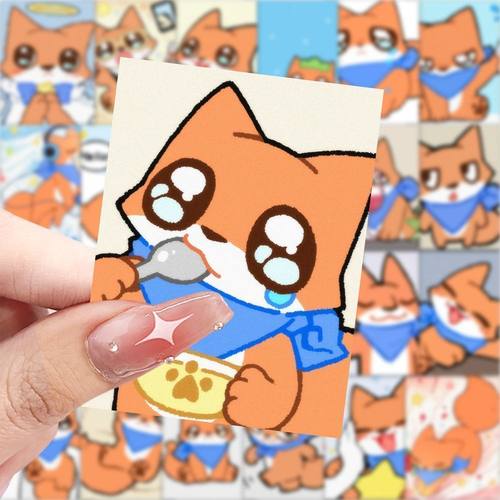 新款小茶狐贴纸可爱治愈简笔画头像表情包萌宠小狐狸装饰手账贴画