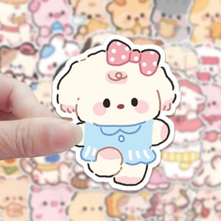 204张卡通mini小动物头像可爱贴纸小狗猫咪桌面手机手账本diy贴画