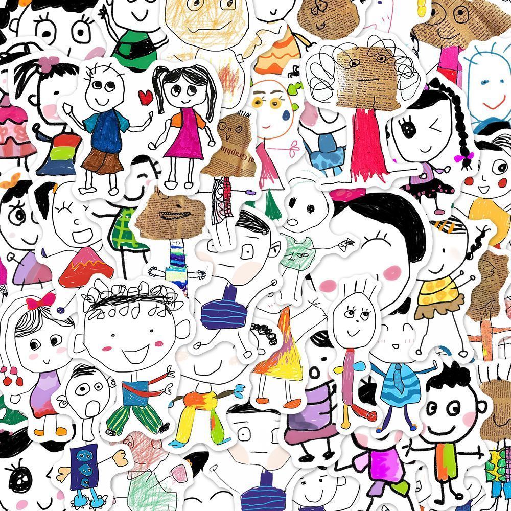 240张幼儿表征贴纸幼儿自画像记录趣味小人简笔画卡通幼儿园环创