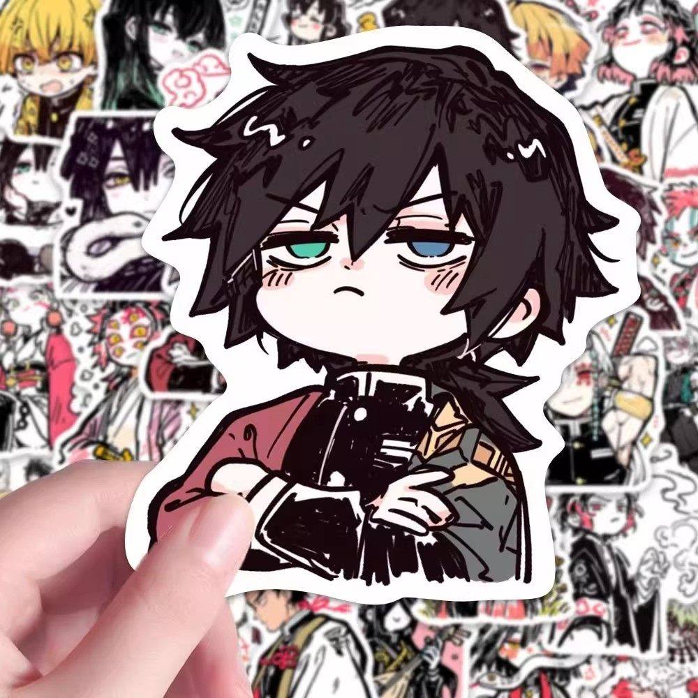 110贴动漫鬼灭之刃卡通动漫绘画周边可爱贴纸装饰玻璃diy贴画