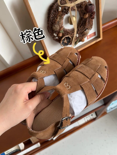 编织罗马凉鞋纯牛皮猪笼鞋凉鞋