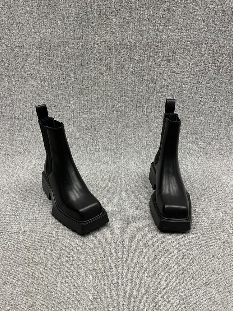 真皮切尔西短靴套筒松糕底马丁靴