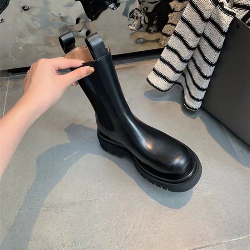 真皮切尔西靴套筒烟筒靴骑士靴