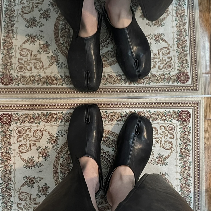 植鞣羊皮tabi分趾鞋猪蹄鞋乐福鞋