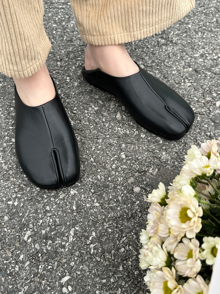 tabi分趾鞋可踩跟两穿单鞋小皮鞋