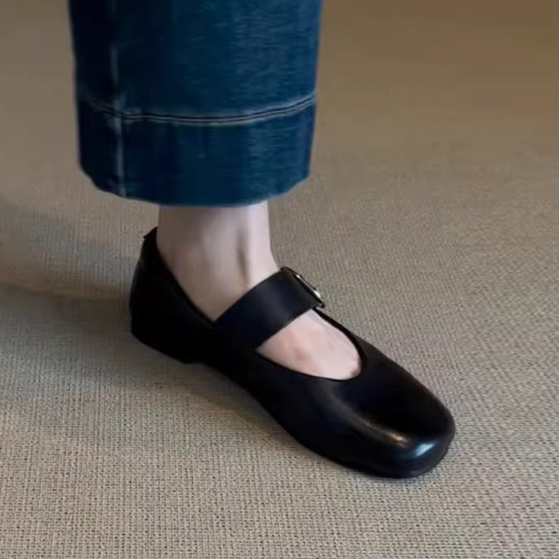 2025新款法式复古真皮玛丽珍鞋