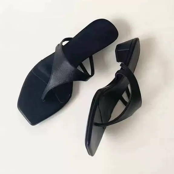 法式复古方头夹脚人字拖鞋女外穿