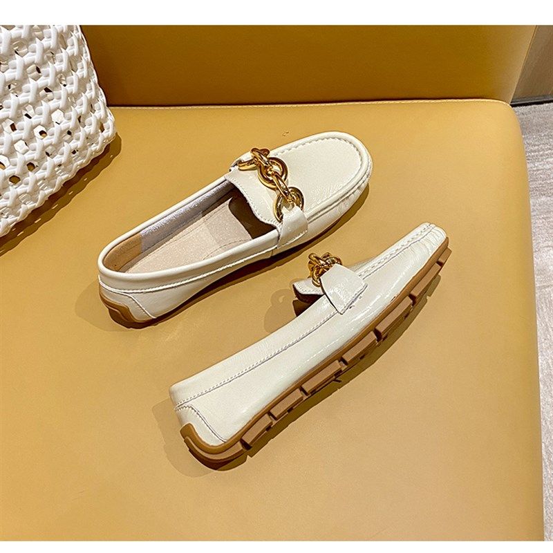 鞋子女2024新款春秋豆豆鞋女圆头链条单鞋女O新款平底软底单鞋女,女鞋,乐福鞋（豆豆鞋）,淘宝优惠券,粉丝福利购,淘宝优惠卷