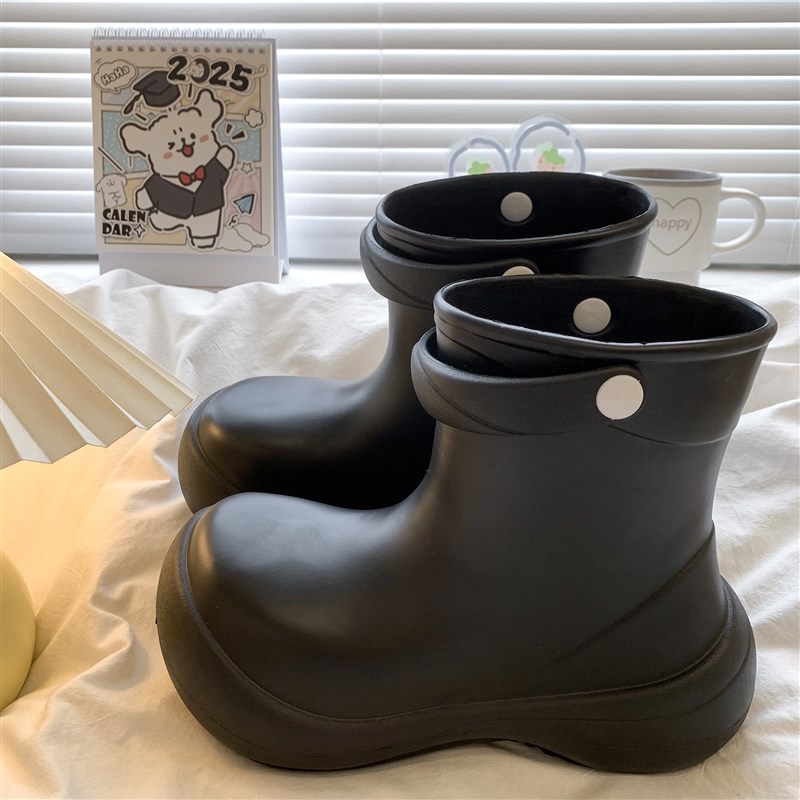 厚底增高红色大h脚趾女式雨靴2025新款夏季防滑防水短雨靴女式雨