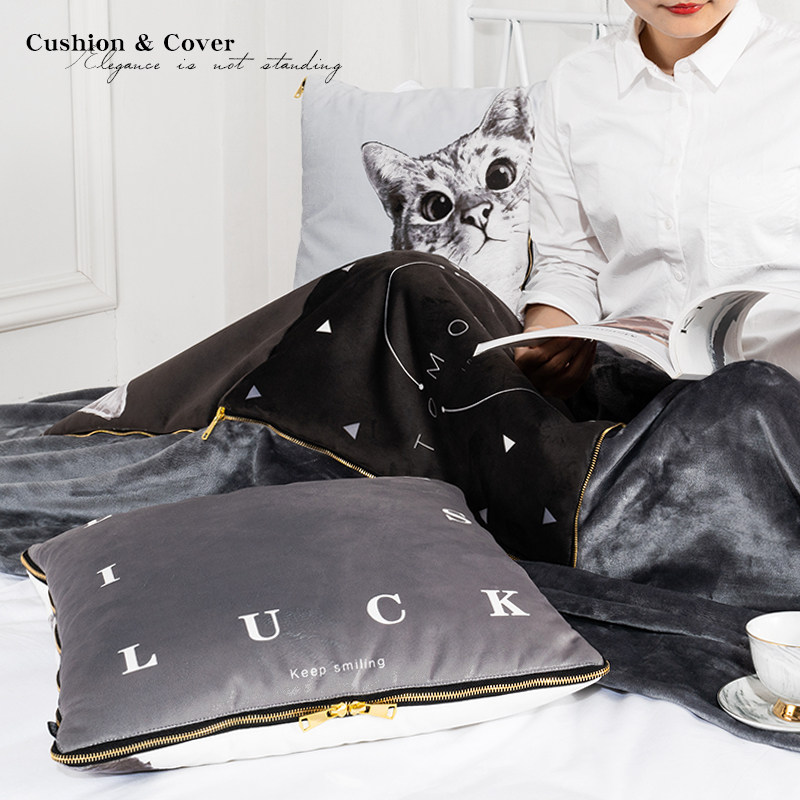 卡通可爱a短毛绒抱枕被子两用办公室汽车沙发靠枕垫空调被毯子,居家布艺,抱枕被,淘宝优惠券,粉丝福利购,淘宝优惠卷