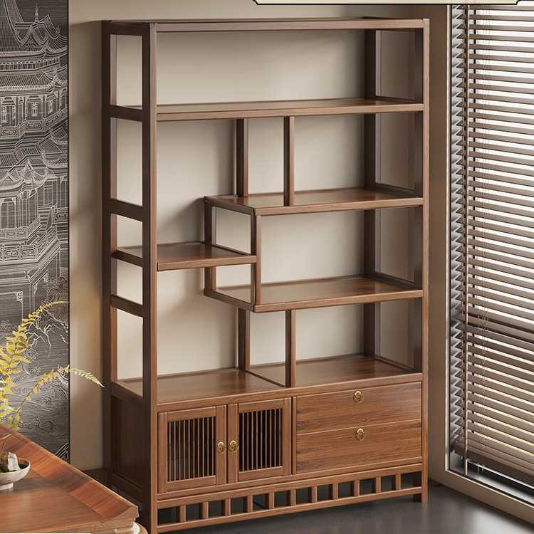 博古架实木中式复古茶具置物架茶叶架子展示柜隔断收纳摆放架落地