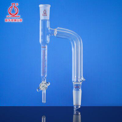 玻璃真空夹套油水分离器四氟玻璃节门玻璃分水器5/10/20ml LH-208