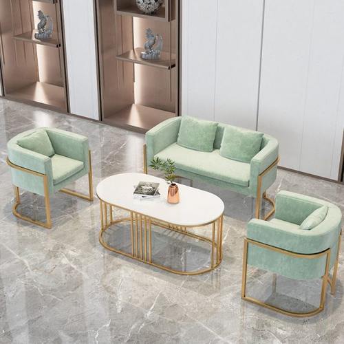 北欧铁艺沙发茶几组合办公接待洽谈沙发椅单双人餐饮店沙发椅包邮