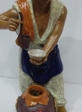 石湾公仔陶瓷工艺品摆件卖酒佬酒店饭店大厅前台家居装饰开业礼品