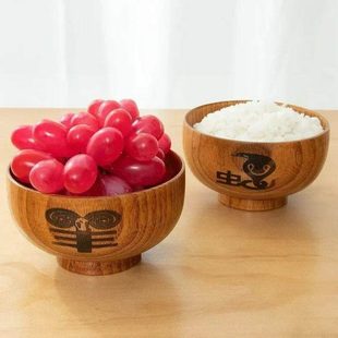 防摔十二生肖木碗 餐具家用商用单只少儿碗 木日式