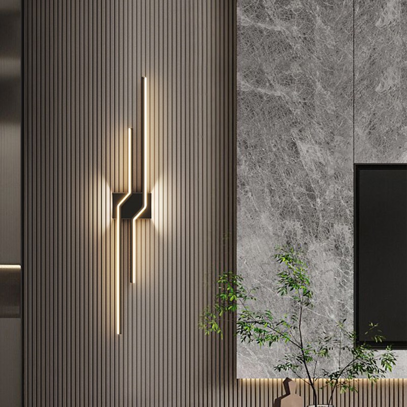 客厅背景墙壁灯简k约现代轻奢格栅氛围灯极简卧室床头灯酒店过道