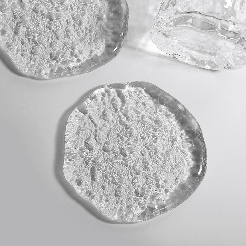 三汀冰块玻璃茶杯垫日式水晶琉璃加厚耐热茶杯P托水杯餐垫托盘家