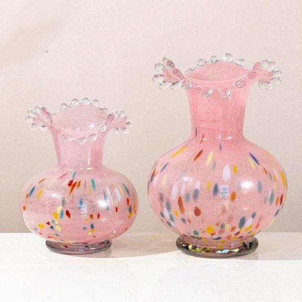 手工制作水滴浪花口日式津轻彩点旋转木马彩色玻璃花瓶水养插花器,家居饰品,花瓶,淘宝优惠券,粉丝福利购,淘宝优惠卷