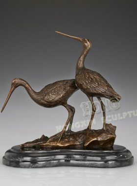 铜雕长嘴鸟AL316办公室样品房家居室内摆件礼品工艺软装动物包邮