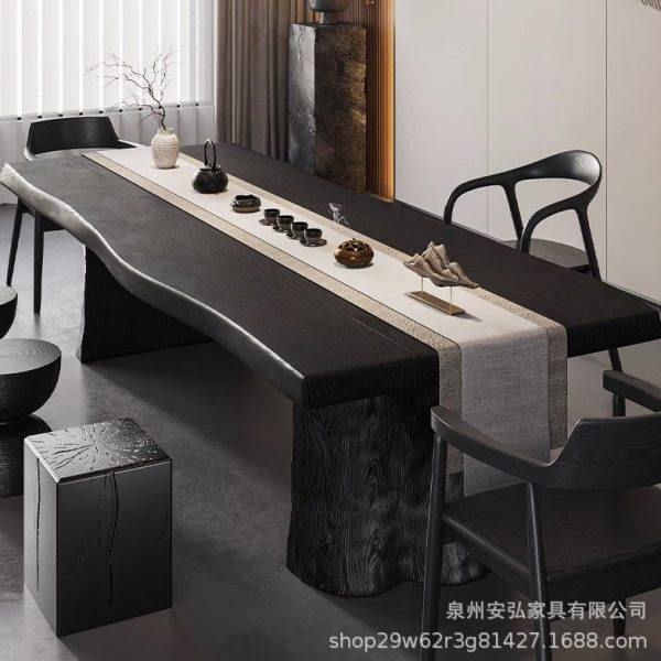 侘寂碳化黑色实木大板茶桌椅组合现简约功夫泡茶台客厅家用,商业/办公家具,茶台/茶桌,淘宝优惠券,粉丝福利购,淘宝优惠卷
