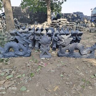 仿古新款配件陶瓷龙跑兽二龙戏珠青瓦龙琉璃瓦龙双龙戏珠屋顶宝顶