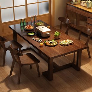 餐厅饭店商用桌椅 实木餐桌家用小户型简约长方形吃饭桌子2024新款