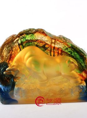 琉璃牛摆件开拓者创意家居饰品商务礼品送升迁升职客户领导的礼物