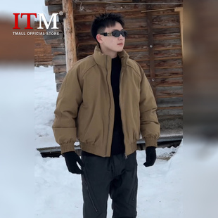 高级感卡其色羽绒服男士外套2025新款冬装痞帅短款飞行员夹克男款