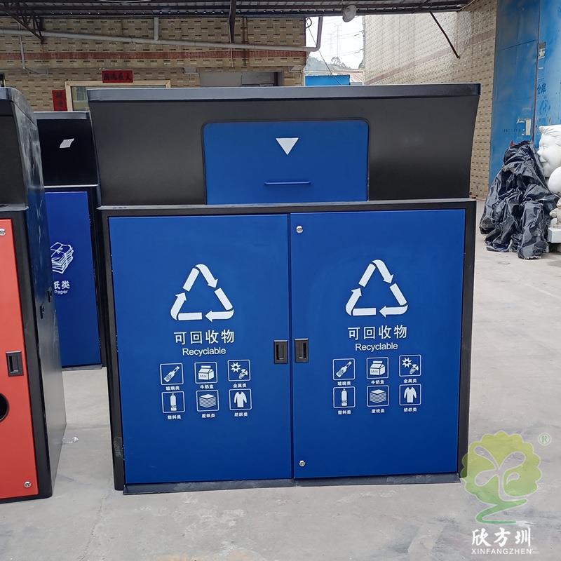 深圳城市更新城中村标准不锈钢分类垃圾桶组合密闭箱分类亭单桶款