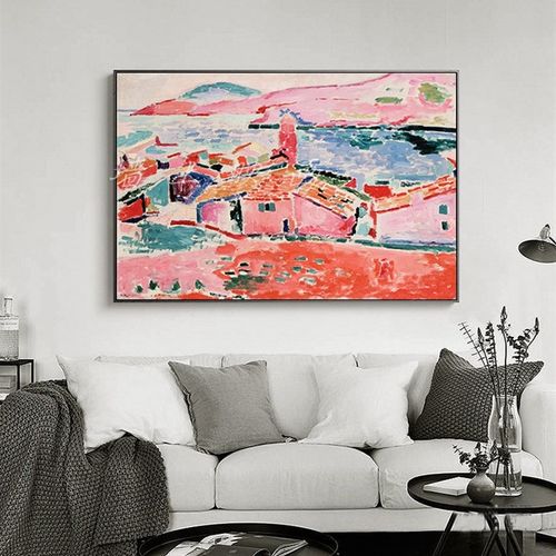 马蒂斯抽象装饰画挂画简约油画红色房子壁画挂画无框画电表箱挂画