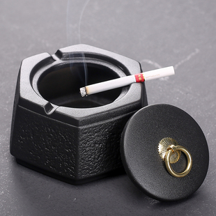 个性时尚中式复古家用客厅茶几大号烟灰缸带盖酒吧办公室装饰用品