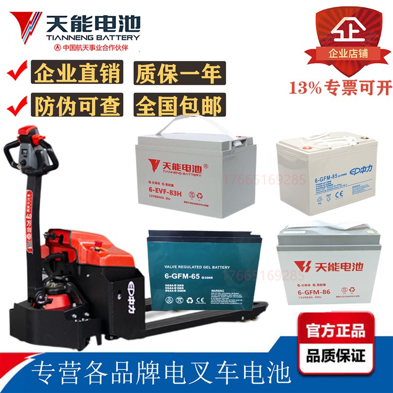 天能-GFM-85/8 12V85/5AH中力小金刚 合力电动堆高机 堆高车电池