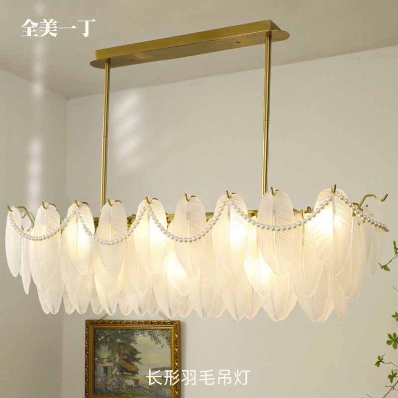 全美一丁法式简约艺术玻璃灯 复古Vintge岛台吧台长形餐厅吊灯