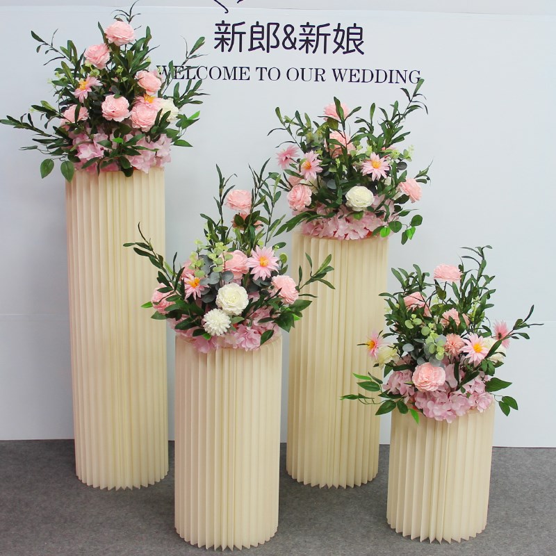 婚庆道具甜品台假花立柱摆放花球花柱酒店婚礼布置橱窗装饰摆件