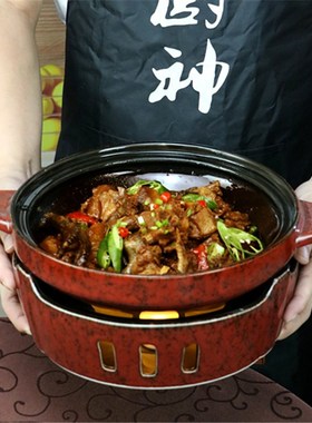 特色窑变陶瓷餐具剁椒鱼头盘子商用蜡烛加热盘干锅明炉炒鸡保温盘