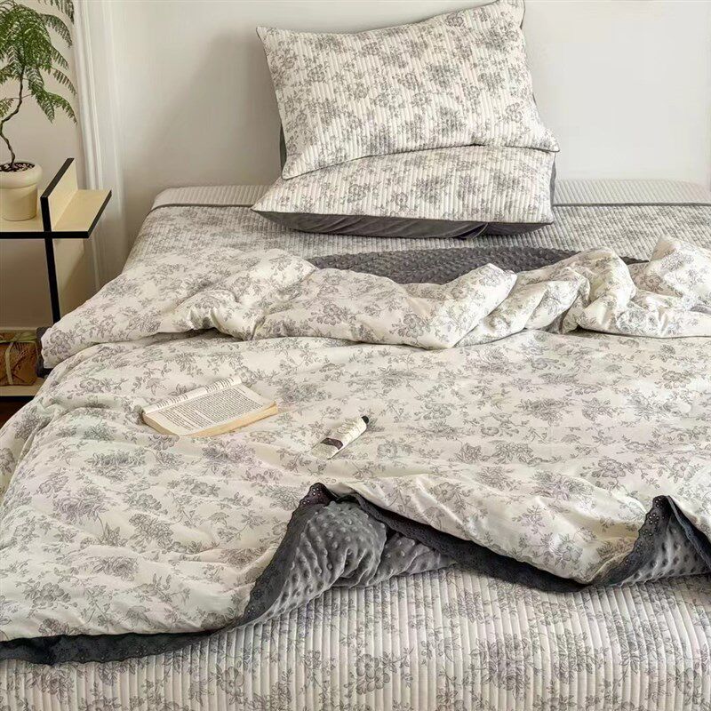 新款全棉豆豆边床盖四件机洗保暖加厚大豆绗缝,床上用品,化纤被,淘宝优惠券,粉丝福利购,淘宝优惠卷