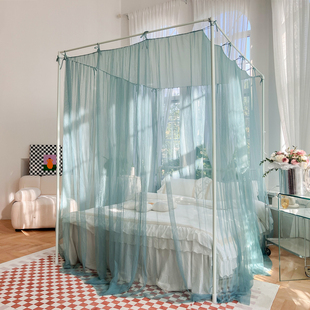 老式架子床绑绳蚊帐三门家用防尘顶宫廷落地不锈钢支架人床幔