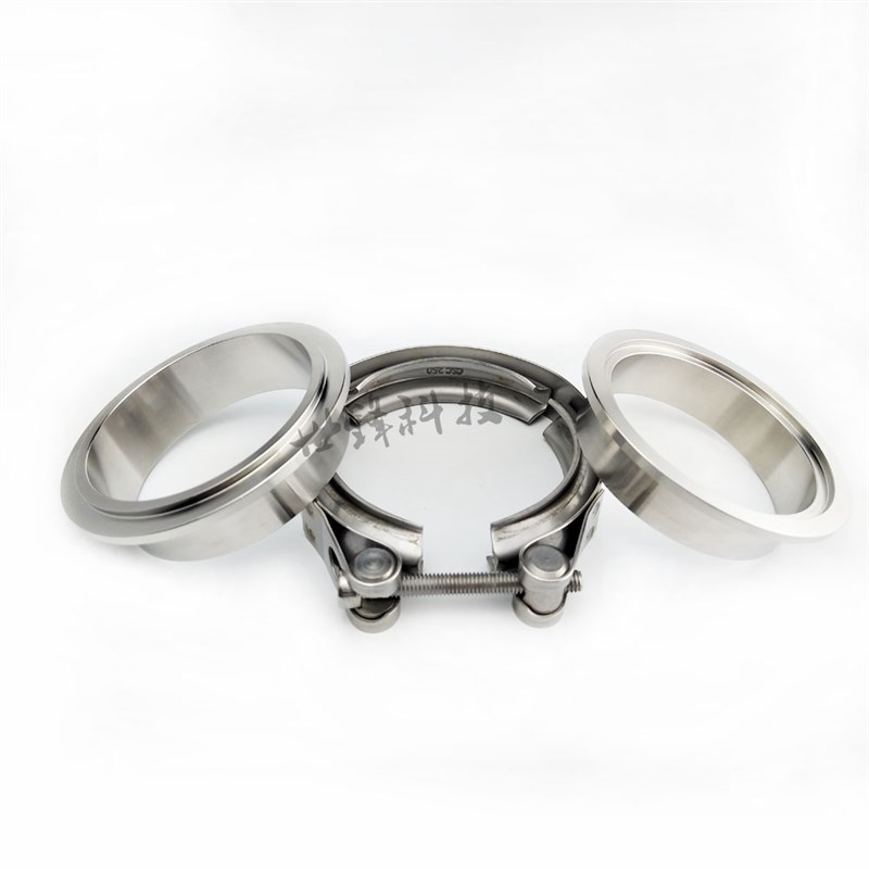 排气卡箍子母法兰不锈钢V型抱箍消声器卡子管道涡轮管夹
