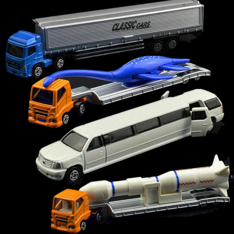 仿真合金车模加长款开门工程货柜油罐运输公交巴士儿童车